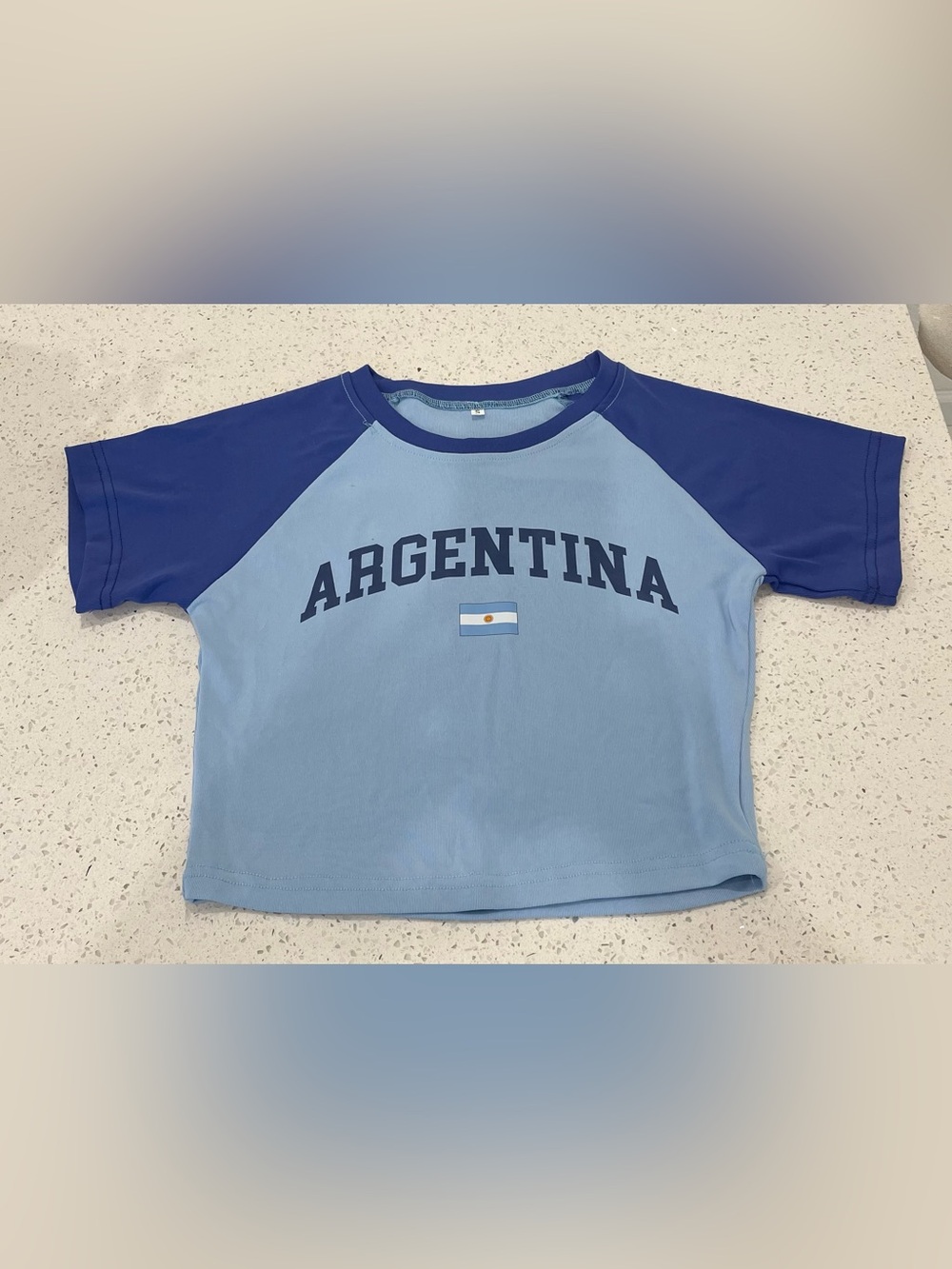 Argentina Blue Women’s Jersey Graphic Crop Top Y2K Blue Size Small - Picture 6 of 8